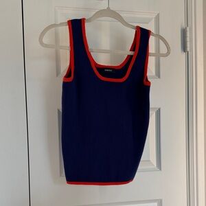 Navy and Red Trim Sweater Tank Top